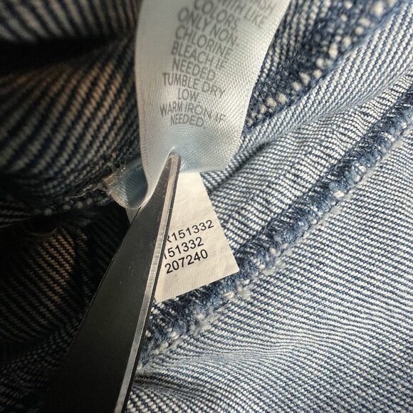 J.Jill Denim XS Petite Shift Tie Dress Blue Cotton Pockets Raw Hem Sleeveless - Picture 8 of 8